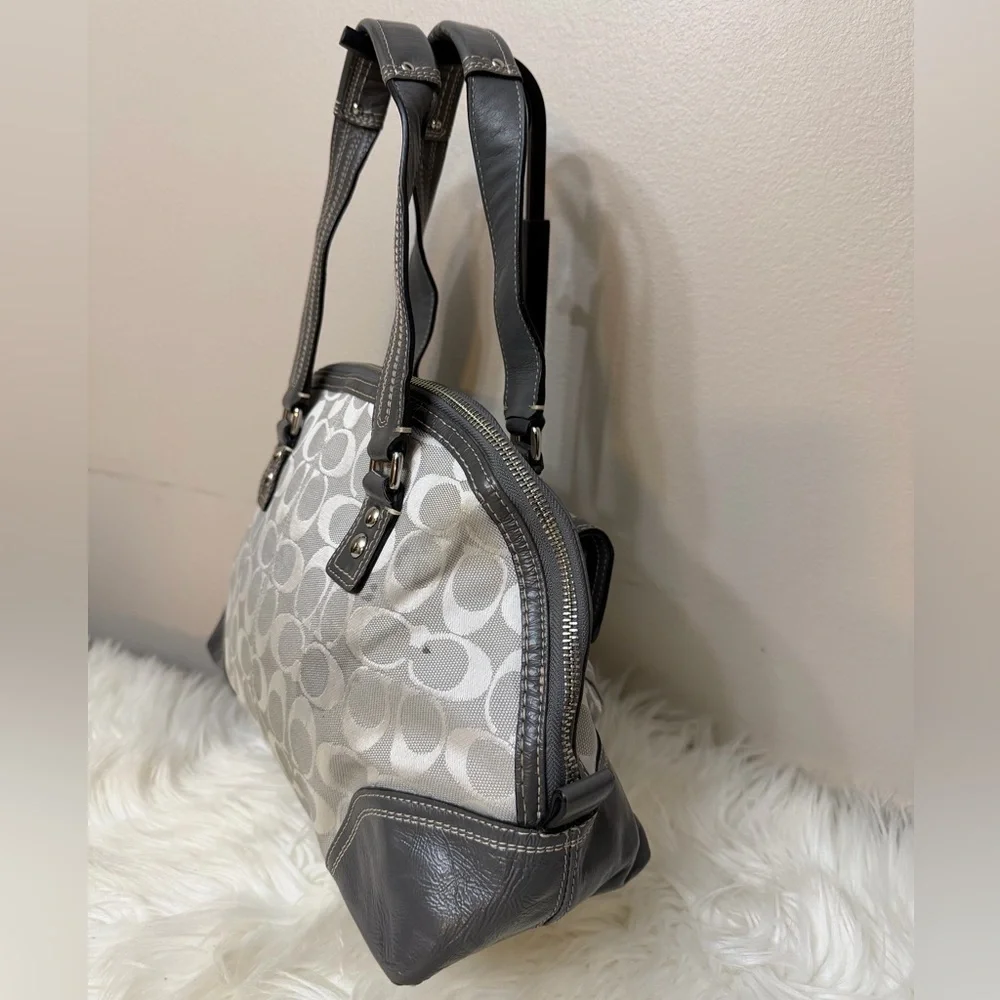 Coach Gray and Cream Shoulder Bag#F13977